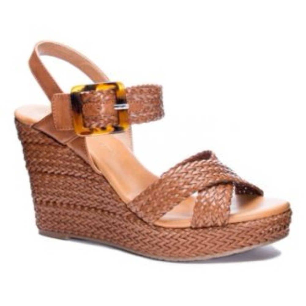 CL by Laundry Tan Woven Wedge Sandals